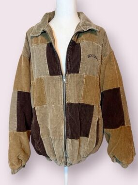 Urban Outfitters BDG Corduroy Patchwork Bomber Jacket Brown Size Small